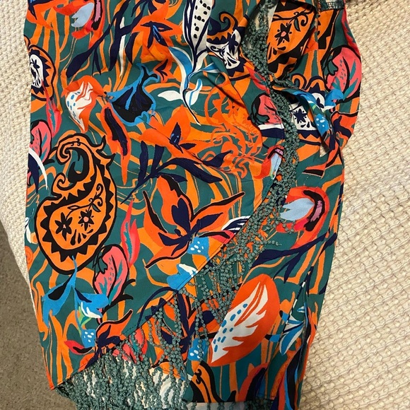 NEVER WORN! Tropical Print Swim Cover-Up with Fringe - Picture 2 of 2